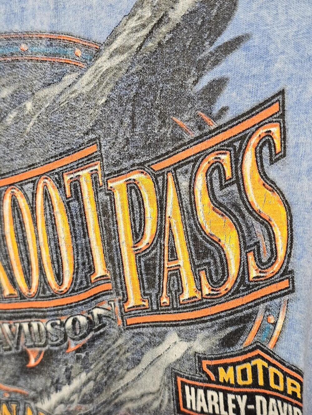 Harley Davidson Long Sleeve Vintage 2003 Chilkoot Skagway Alaska Size XL Blue - Picture 12 of 14